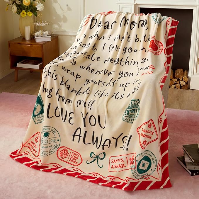 Joiedomi Mothers Day Blanket Gifts for Mom Birthday Gifts Soft Flannel Blanket for Mom Grandma from Daughter Son 50" x 60" Red
