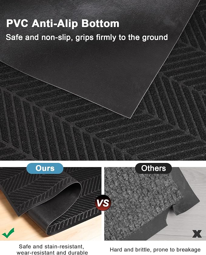 Front Door Mat Indoor Outdoor Entrance, 4' x 8' Heavy Duty Doormat for Entryway, Absorbent Low Profile Welcome Mats Non-Slip, Trap Dirt Durable Mats for Home, Patio, Garage - Image 2