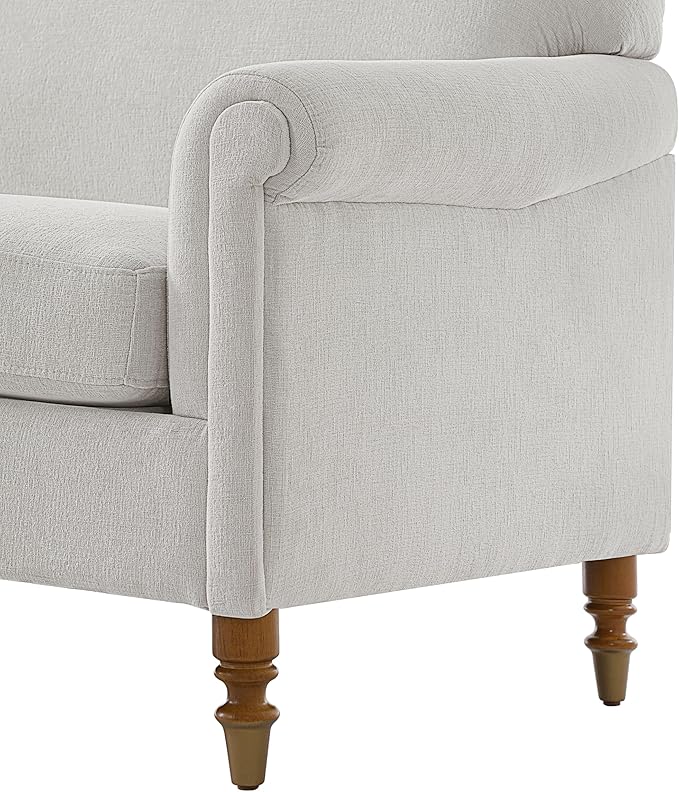 Christopher Knight Home Sola 77.5'' Modern Chenille Upholstered Loveseat Sofa with Rolled Armrest and Rubberwood Frame, 2-Seater Home Sofa Living Room, Comfy Couch for Hotel/Apartment, Light Grey