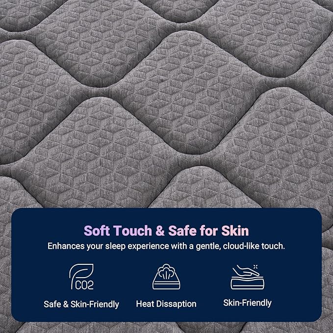 Avenco Queen Mattress, 12 Inch Queen Size Mattress in a Box, Medium Firm Hybrid Mattresses with Smarts™ Coil and Gel Memory Foam for Cool Night Sleep & Pressure Relief, CertiPUR-US Certified