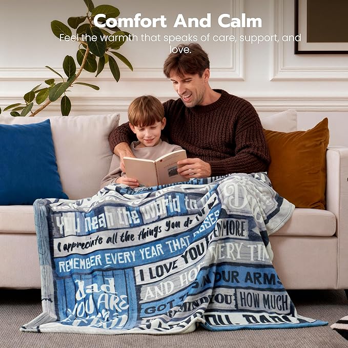 Joiedomi Dad Birthday Gifts from Daughter Son Super Soft Flannel Throw Blanket Dad Blanket for Father's Day Christmas 50" x 60" Grey