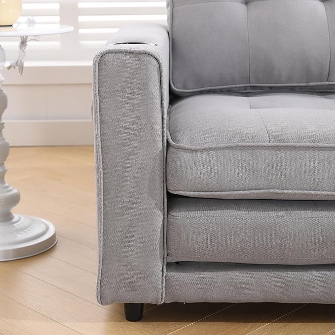 ERYE Foldable Loveseat Sofa Convertible Pull Out Sleeper Sofabed,2 Seat Tufted Upholstered Sofa Modern Convertible Sleeper Couch Bed with Cupholders and Side Pockets
