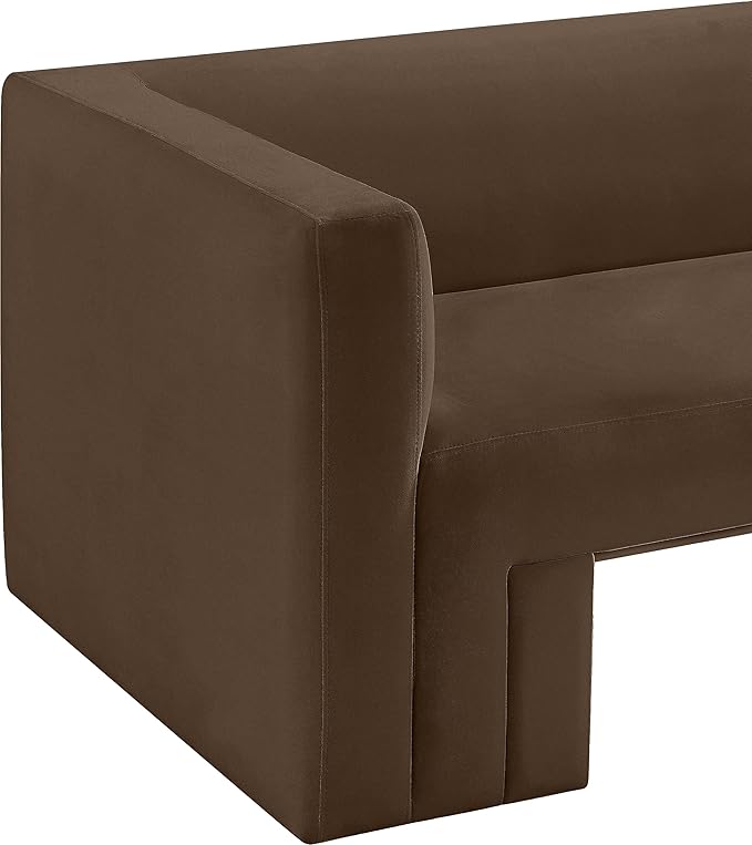 Meridian Furniture 665Brown-S Henson Collection Modern | Contemporary Velvet Upholstered Sofa with Rich Brown Velvet, Solid Wood Frame, 89.5" W x 34.5" D x 28" H, Brown