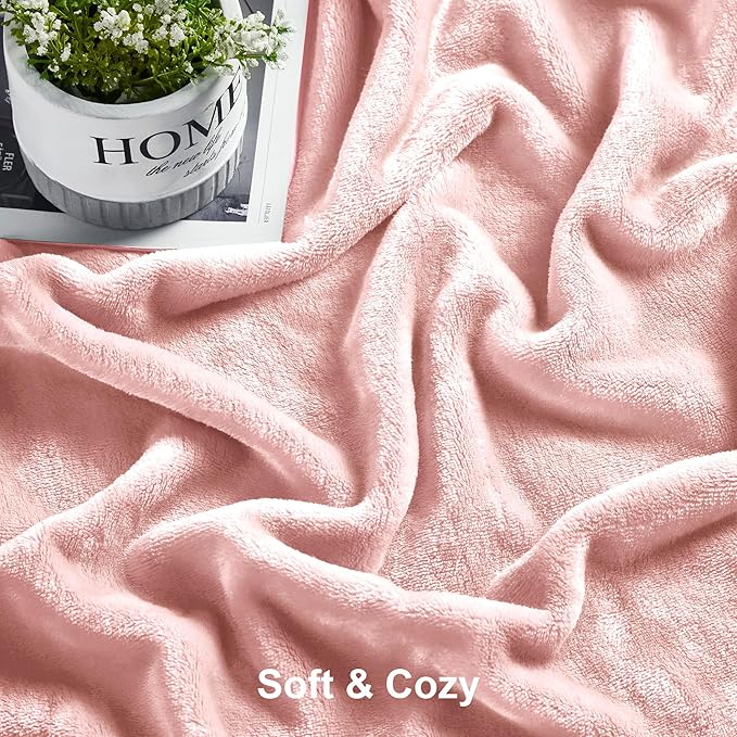 DREAMNINE Extra Large Fleece Blanket Soft Comfy Fluffy Bed Blanket Queen Size 90" x 90",Luxury Decorative Fuzzy Blankets for Women Girl,Big Cozy Shaggy Warm Flannel Blankets for Winter Autumn Pet,Pink