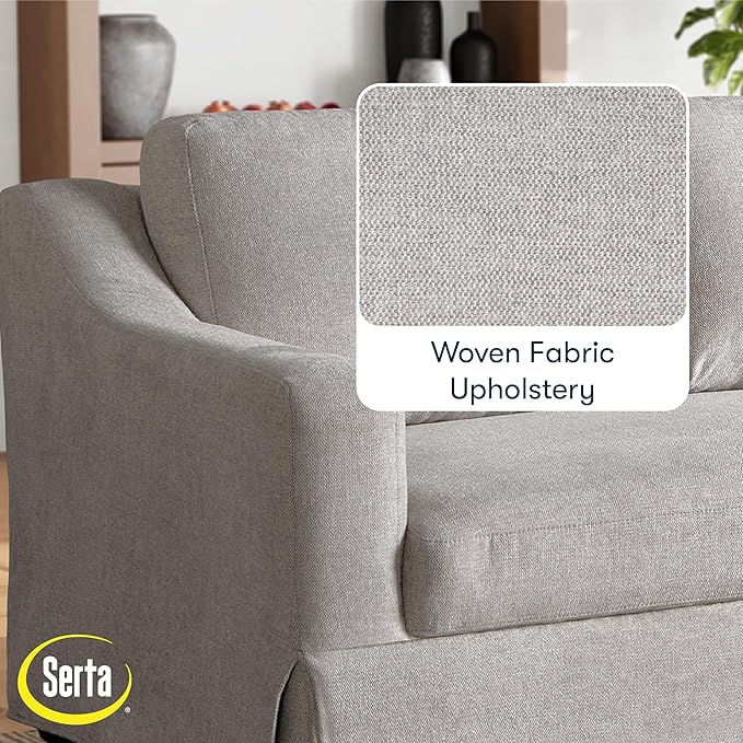 Serta® Hawthorne 90.6" Slipcovered Queen-Size Convertible Pop-up Sofa, Dreamcoil® Comfort, Woven Polyester Blend Fabric, Linen