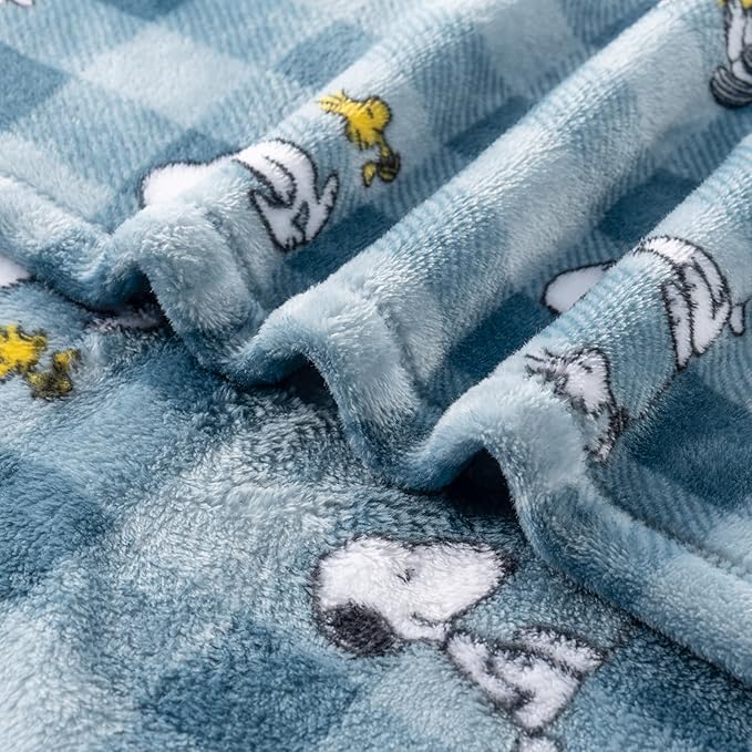 Berkshire Blanket Peanuts® VelvetLoft® Cute Character Snoopy Plush Blanket,Navy Tonal,Twin 60 in x 90 in (Official Peanuts® Product)