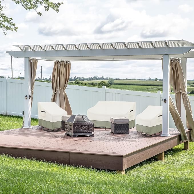 Patio 3-Seater Sofa Cover,Outdoor Couch Cover Fits up to 76W x 32.5D x 33H Inches,100% Waterproof Heavy Duty Patio Furniture Covers,Beige & Gray-Green - Image 7