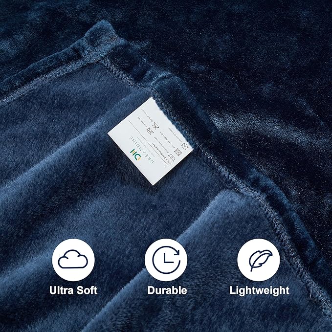 DREAMNINE Pack of 10 Fuzzy Soft Fleece Throw Blanket for Couch Sofa 50" x 60", Decorative Solid Lightweight Velvet Blankets for Chair, Cozy Accent Shaggy Micro Flannel Blanket for Bedroom, Navy Blue