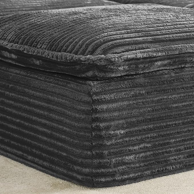 Comfy Boneless Cloud Sofa Chaise Oversized Fluffy Corduroy Upholstered Chaise Lounge for Living Room Bedroom, Modular Compressed Foam Cloud Daybed, Single Seat Sofa