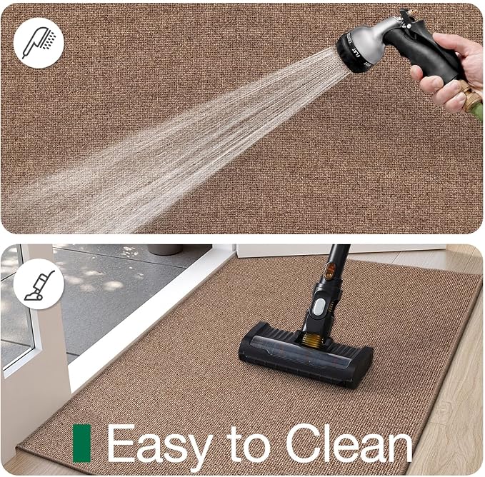 LUMI Indoor Door Mat 32"x47", Ultra Thin Low Profile Non-Slip Doormat for Home Entrance, Absorbent & Stain-Resistant Welcome Mats, Washable Entryway Mat for Front Door, Patio, Porch, Camel - Image 8