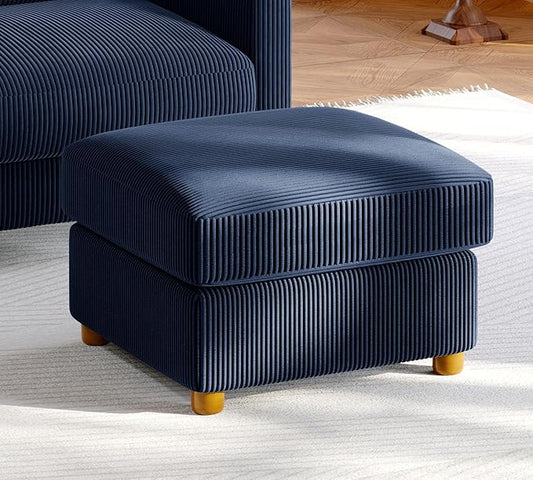 25.2" Couches for Living Room, Comfy Blue Ottoman with Storage, Foot Rest Tool-Free Setup, Small Ottoman Foot Rest for Couch, Corduroy Couch for Bedroom, Apartment, Office