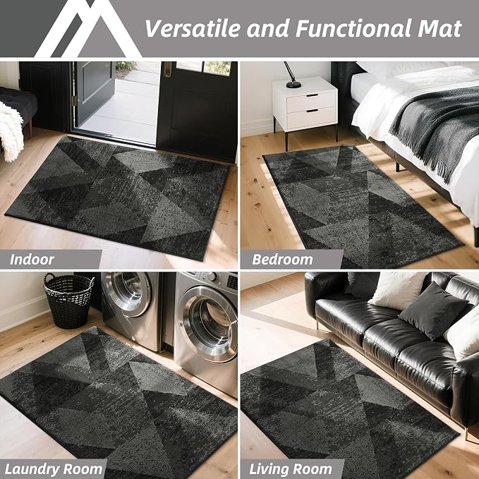COSY HOMEER Entryway Rugs Doormat 20"x32", Non-Slip Absorbent Polyester, Washable Rugs for Front Door, Dirty Paws & High Traffic Areas, Dark Gray - Image 7