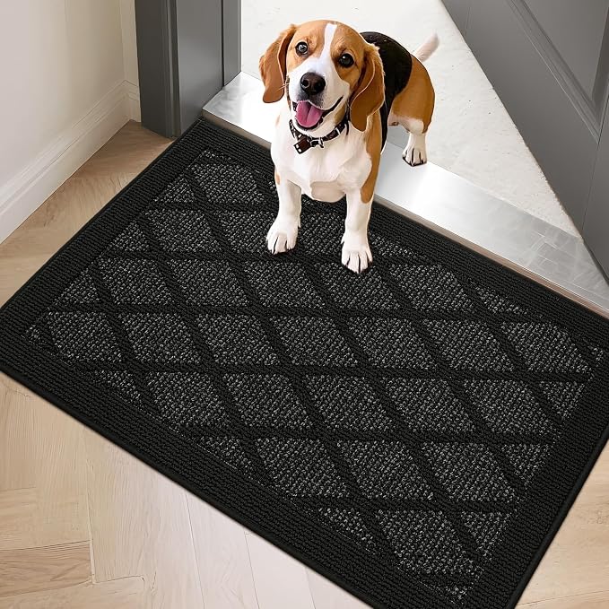 COSY HOMEER Non-Slip Door Mat 24"x36", Entryway Rugs Low Profile Absorbent Dirt Trapper Doormat for Front Entrance, Washable Polypropylene Entry Mat (Black) - Image 9