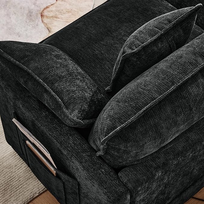 102" Modular Sectional Sofa, Premium Chenille Cloud Couch with Reversible Ottoman, L-Shaped Oversized Sofa with Side Storage Pockets for Multi-Scene Living Room & Home Office