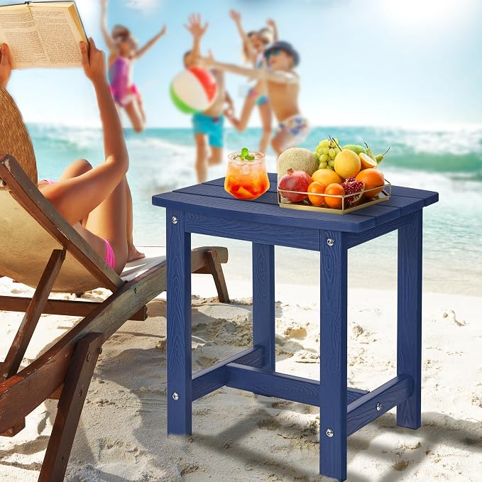 Y&M Outdoor Side Table, HIPS Adirondack Small Single Table, Waterproof Square Outside Table, Balcony Modern End Tables for Patio, Pool, Beach, Porch, Deck, Indoor or Outdoor Use (Navy Blue, 2 Pack) - Image 5