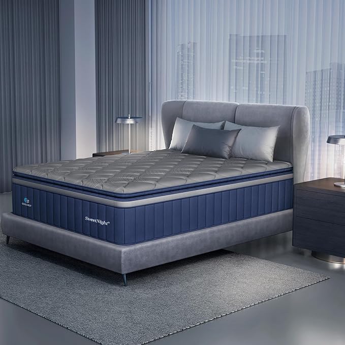 Sweetnight CoolNest 16 Inch King Size Mattress, Hybrid King Mattresses with DuoSense Pillow Top & Memory Foam for Feels up to 8° Cooler, Medium Firm Mattress for Pressure Relief CertiPUR-US Certified