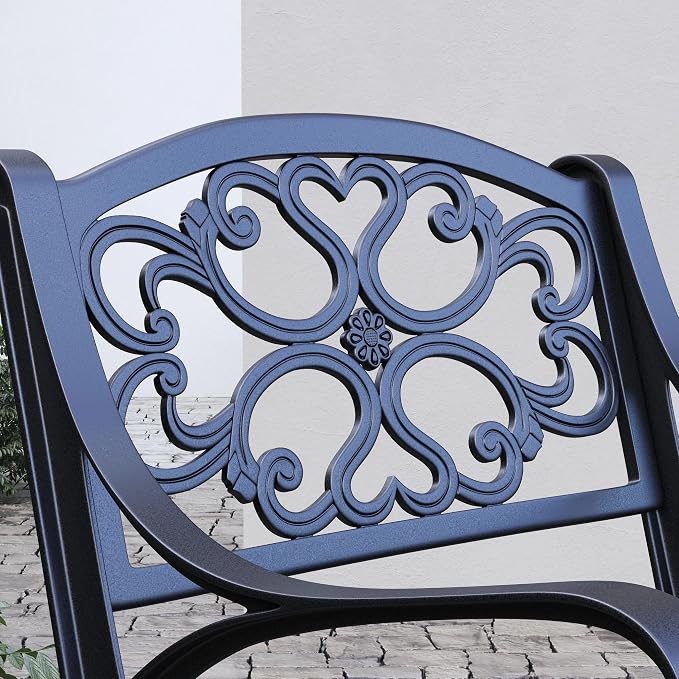 Homestyles Sanibel Black Stationary Cast Aluminum Outdoor Dining Chair, 2 Piece Patio Chairs, Set of 2 Garden Chairs with Armrest & Backrest for Garden Patio Pool Beach Yard, Black - Image 18