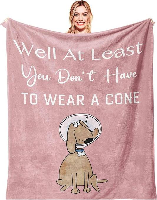 Get Well Gifts for Women/Men After Surgery, Sympathy Gift, Feel Better/Get Well Soon Gifts for Women, Surgery Recovery Gift for Men, at Least You Dont Have to Wear A Cone Pink Blanket 50"x60"