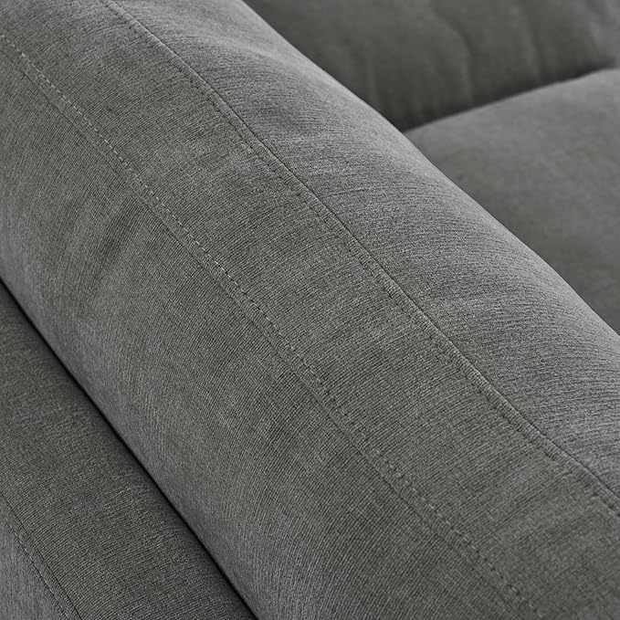 ERYE L-Shaped Right Facing Sectional Sofa Oversized Chenille Upholstered Corner Couch W/Curved Chaise Seat and 3 Toss Pillows, Modern L-Shaped Sofa Couches for Living Room