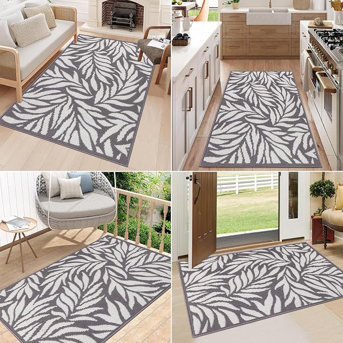 Ileading Indoor Door Mat 32"x48" Absorbent Dog Muddy Paws Mat Low-Profile Entrance Leaves Runner Rug with Non-Slip Rubber Backing Machine Washable Inside Welcome Mat for Hallway,Kitchen(Grey) - Image 7
