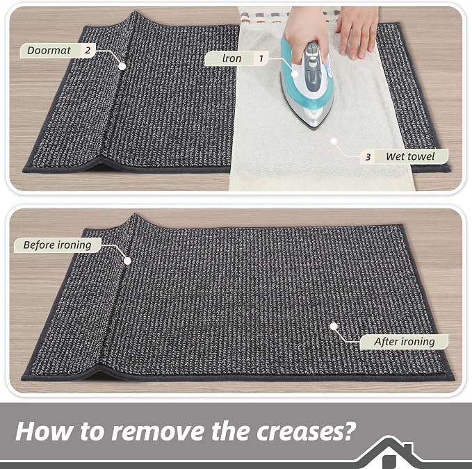 BEQHAUSE Dirt Trapper Door Mat 24" x 36", Non-Slip Washable Doormats Entrance Mat, Dirt Resistant and Absorbent Welcome Mat, Low Profile Floor Mats for Front Back Door and Entryway, Charcoal - Image 9