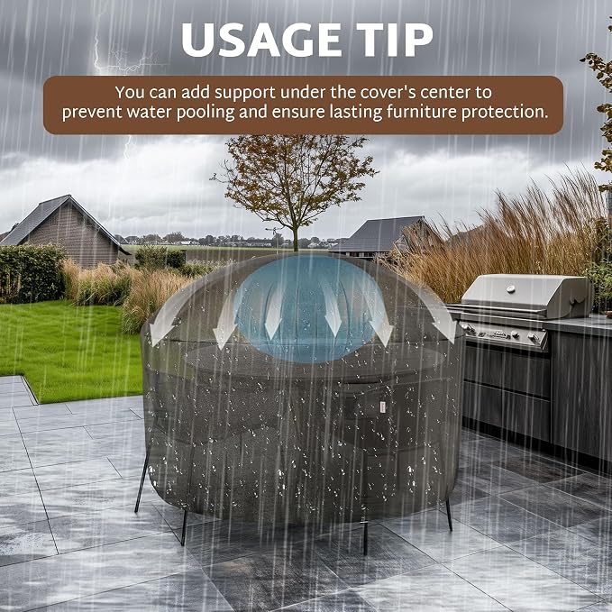 iBirdie Round Patio Furniture Cover 62 x 28 inch, 5 ft, Outdoor Waterproof and Weatherproof for Garden Table and Chairs, Heavy Duty 600D, fit 62, 60, 58 Diameter - Image 6