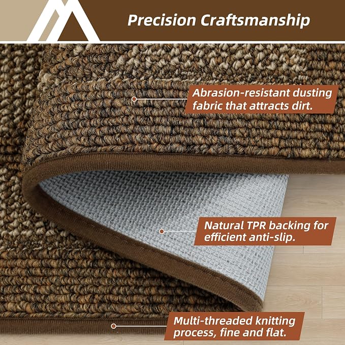 COSY HOMEER Non-Slip Door Mat 20"x48", Entryway Rugs Low Profile Absorbent Dirt Trapper Doormat for Front Entrance, Washable Polypropylene Entry Mat (Brown) - Image 6