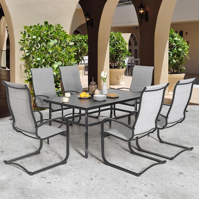 NUU GARDEN Patio Chairs Set of 4, All Weather Outdoor Padded Textilene Patio Dining Chairs, Breathable Spring Motion Textile High Back Outdoor Dining Chairs for Backyard, Lawn, Deck, Gray - Image 7