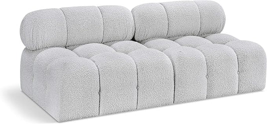 Meridian Furniture 611Grey-S68B Ames Collection Modern | Contemporary Modular Sofa with Rich Grey Boucle Fabric, Modular to Create Infinite Configurations, 68" W x 34" D x 28" H, Grey
