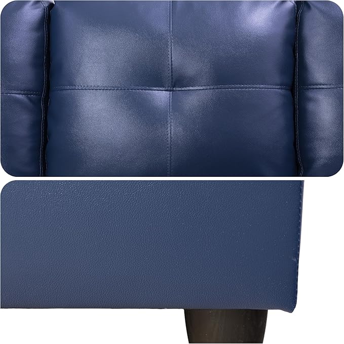 103.5 Inch Modern L-Shaped Couch, Faux Leather Sectional Sofa with Chaise Lounge, 4-Seater Couch with Accent Pillows for Living Room, Apartment, Blue