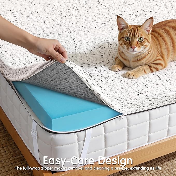 Hokway 3 Inch Memory Foam Mattress Topper with Mosaic Cover Memory Foam Queen Mattress Pad Bed Topper Ventilated High Density Pad, CertiPUR-US Certified