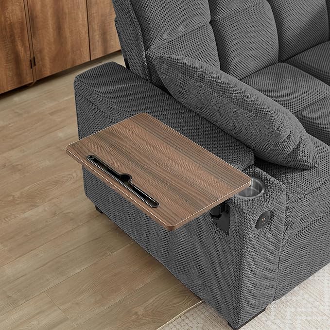 Eafurn Convertible Sleeper Sofa Bed with 360° Swivel Table & USB Ports, Tufted Chenille Loveseat Pull-Out Couch with Storage Armrest & Cup Holders, 6-Level Adjustable Backrest