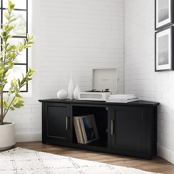 Crosley Furniture Camden Corner TV Stand for 65+ inch TVs, Entertainment Center with Storage Shelves, Black - Image 8