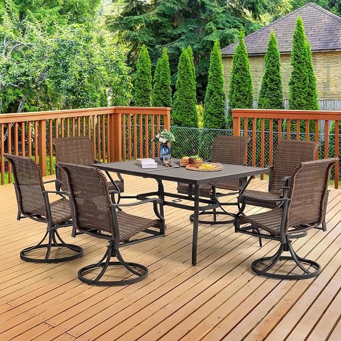EROMMY Patio Wicker Swivel Chair Set of 4, Heavy Duty Outdoor Dining Chair with 23.5'' High Back, Extra-Large Water-Fall Seat, Rattan Porch Gentle Rocker for Outside, Backyard, Garden - Image 2
