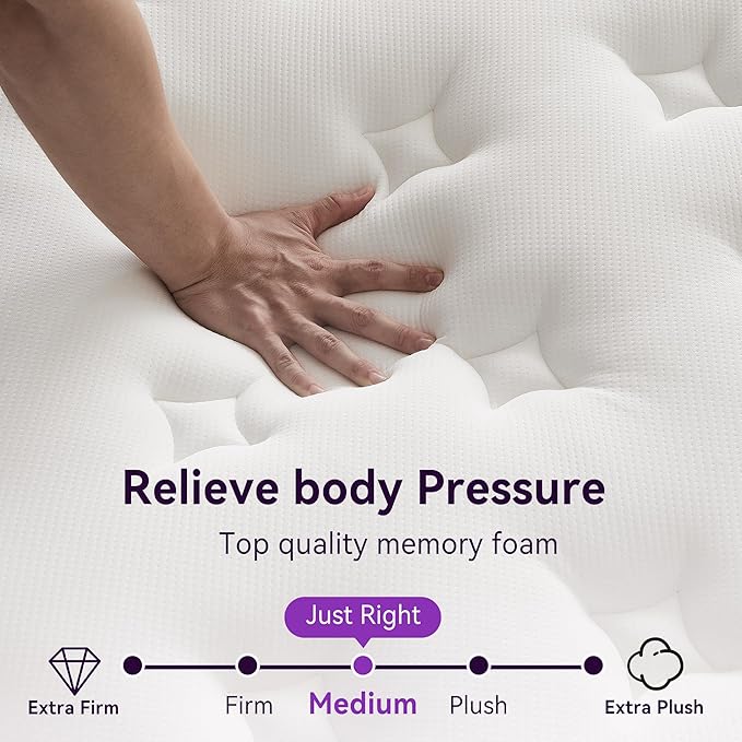 Susalt 12 Inch King Size Hybrid Mattress in a Box, CertiPUR-US Certified Mattress with Gel Memory Foam and Pocket Springs,Pressure Relief &Medium Firm,100-Night Trial