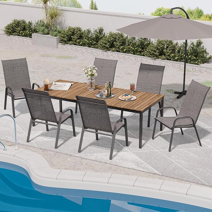 Patio Chairs Set of 6, Stackable Outdoor Dining Chairs for All Weather, Metal Modern Outside Furniture Chair for Pool Side, Garden, Backyard Deck, Dark Grey - Image 4