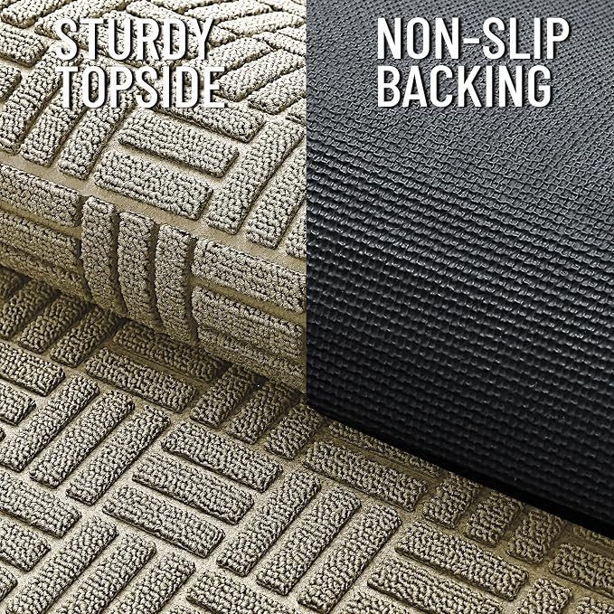 OLANLY Front Door Mat Outside Entrance 59x23, Absorbent, Heavy Duty Sturdy Natural Rubber Doormat Indoor Outdoor, Stain and Fade Resistant, Non-Slip Backing Low Profile Floor Mat for Entryway, Beige - Image 4