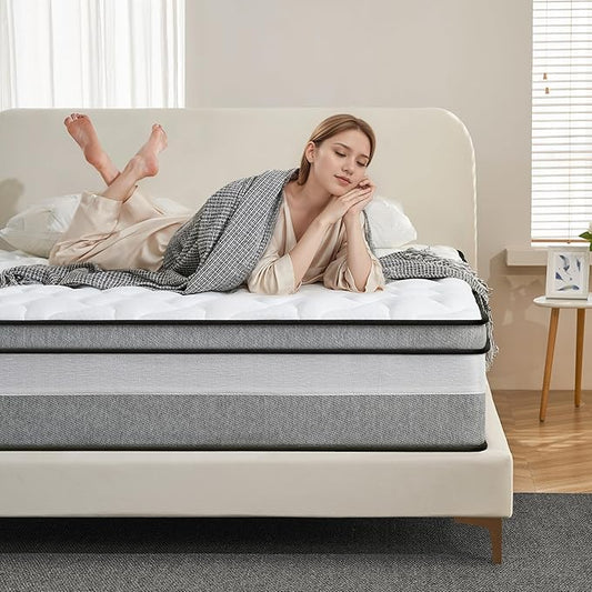 Full Size Mattress, 12 Inch Cooling Hybrid Full Mattress in a Box, Medium Firm with Gel Memory Foam & Pocket Coils, Motion Isolation, Pressure Relief, CertiPUR-US