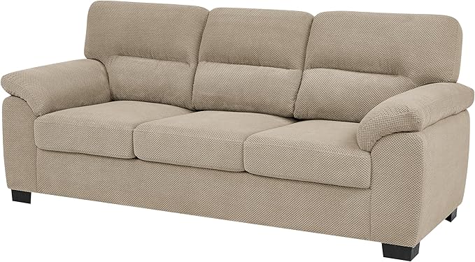 Ball & Cast 3 Seater Sofa Couch with Deep Seats,81" Modern Upholstered Sofa with Padded Armrests, Comfy Couches for Living Room,Apartment and Office,Camel