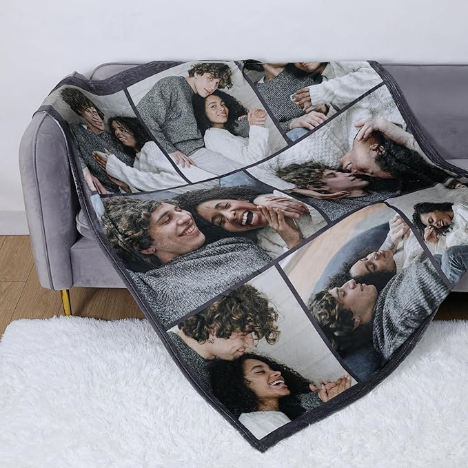 ICELIETE Custom Blanket with Picture Customized Fleece Photo Blanket for Couples Gifts Personalized Blankets and Throws Christmas Valentines Day Gifts for Boyfriend Girlfriend