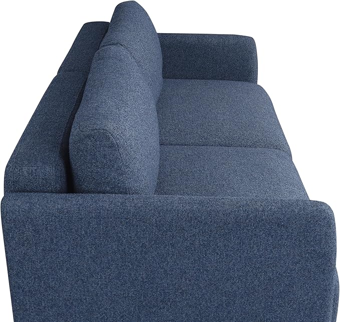 Serta® Vail 86" Convertible Sleeper Sofa, Queen Size, Wall-Hugging Dreamglide Mechanism, Dreamcoil Comfort, Boucle Fabric, Navy Blue