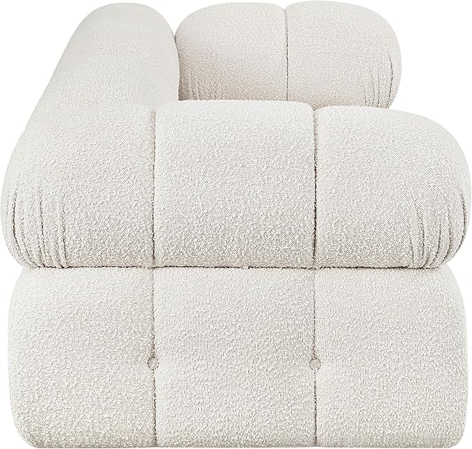 Meridian Furniture 611Cream-S68A Ames Collection Modern | Contemporary Modular Sofa with Rich Cream Boucle Fabric, Modular to Create Infinite Configurations, 68" W x 34" D x 28" H, Cream