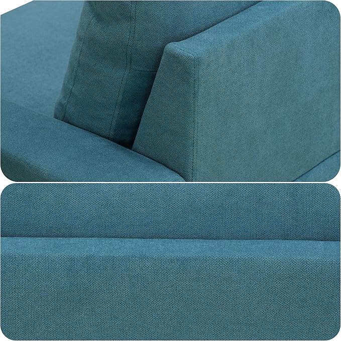 83 Inch Pull Out Couch, Convertible Sofa Bed for Living Room, Comfortable Sleeper Sofa with Pull Out Bed, Modern Sectional Couches with Storage Chaise, Easy Assembly for Apartment, Blue