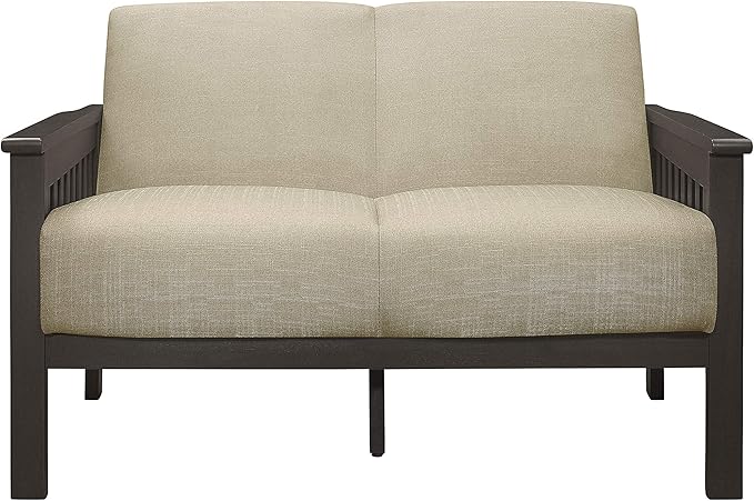 Lexicon Noel 49.5" W Fabric Living Room Sofa Loveseat, Brown