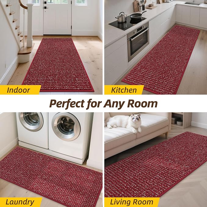 JSEI Dirt Trapper Door Mat 24"x60" Non-Slip Washable Entrance Mat, Dog Doormats, Absorbent & Fade-Resistant Floor Mats, Low Profile Welcome Mats for Entryway, Front Door, and Inside Entrance, Red - Image 9