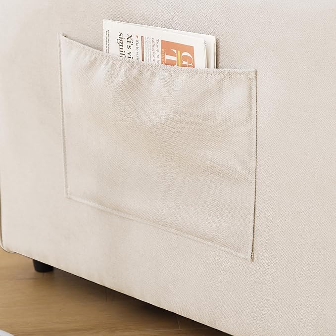 ERYE Foldable Loveseat Sofa Convertible Pull Out Sleeper Sofabed,2 Seat Tufted Upholstered Sofa Modern Convertible Sleeper Couch Bed with Cupholders and Side Pockets