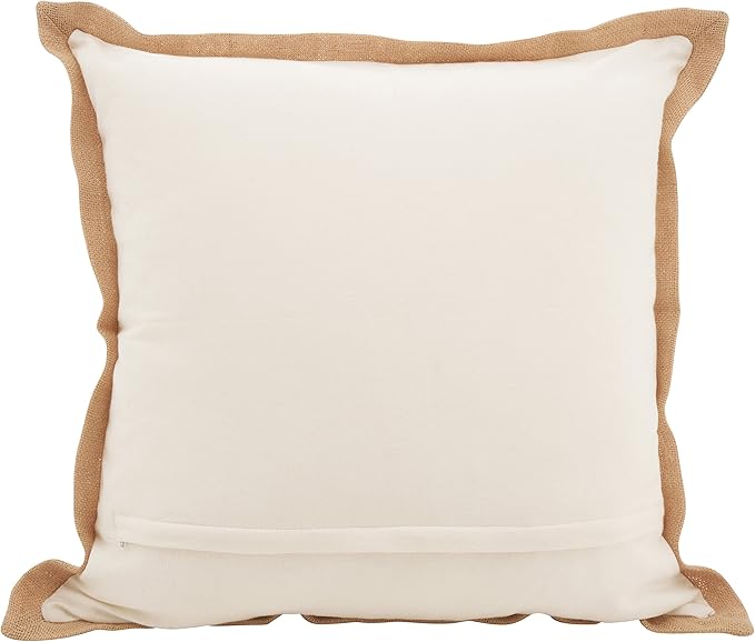 SARO LIFESTYLE Neptunian Coastal Throw Pillow – 20” x 20”, Woven Cotton Cover with Jute Trim, Zipper Closure, Down & Feather Insert – Fish, Navy Blue