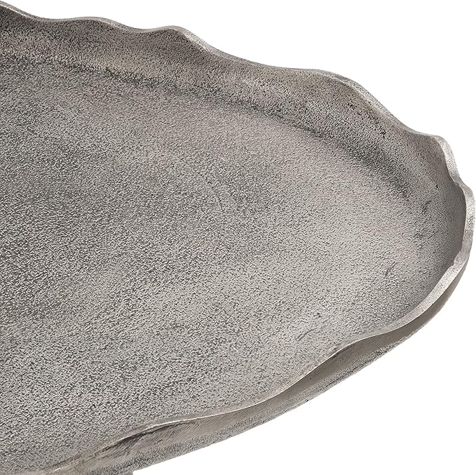 Kate and Laurel Alessia Modern Glam Oval Coffee Table, 34 x 20 x 15, Silver, Metal Living Room Table for Storage and Display with Antique Deckled Edge Detailing