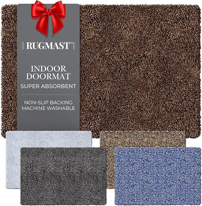 Premium Microfiber Indoor Door Mat – 20"x30" Washable Entry Mat, Non-Slip, Waterproof Backing, Super Absorbent, Low Profile Entryway Doormat for Indoor Entrance by RugMast