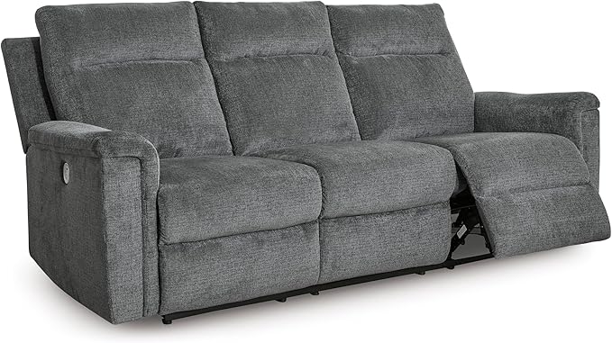 Signature Design by Ashley Barnsana Minimalist Power Reclining Sofa with USB Charging Ports, Gray